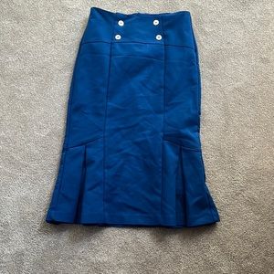 Sleek, blue, 7th Ave NY, mid-calf length skirt